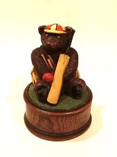 Vintage Harrods British Cricket Player Bear Trinket Box picture