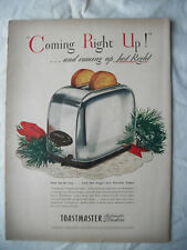 1945 VTG Orig Magazine Ad Kitchen Appliance TOASTMASTER Toaster Coming Right Up picture