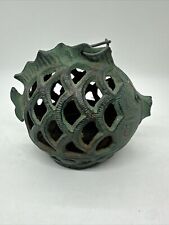 Cast Iron Japanese Rare Old Vintage Baby Puffer Fish Lighting Lantern, 5″ picture
