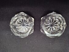 Set of 2 Antique Clear Open Salt Dip Cellar ~ 6-sided Honeycomb pattern picture