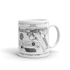 German P08 Luger Pistol Coffee Tea Mug - WW1 Patent Print Ceramic Military Mug picture