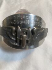  vintage WWll Named U.S Pilot Silver trench Art Mens Cuff Bracelet picture