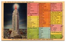Vintage Empire State Building at Night, Busy Person, New York City, NY Postcard picture