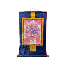 Tibetan Print Fabric Trim Protector Deity Art Wall Scroll Thangka ws2167 picture