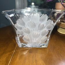 24% Lead Crystal Teleflora Vase With Frosted Tulip Flowers picture