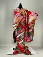 Japanese kimono, UCHIKAKE, Wedding Robe, Gold/Silver,Cranes ,Embroidery,L6'.3880 picture