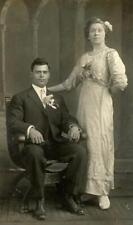 MM806 Vtg Photo RPPC DRAMATIC COUPLE c Early 1900's picture