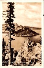 Crater Lake from the Rim Drive National Park Oregon 1940s RPPC Postcard Photo picture