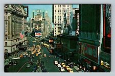 New York City-NY, Times Square, Chevrolet Ad, 1950's Cabs & Cars Chrome Postcard picture