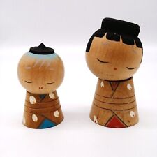 8cm&6.5cm Japanese Creative KOKESHI Doll Vintage Hand Painted Pair KOB781 picture