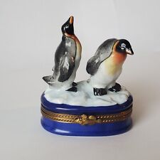 Limoges Trinket Box Peint Main Emperor Penguins          - Eximious - picture