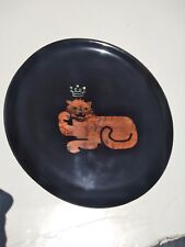 Vintage Modern Couroc of Monterey King Lion Cat Inlaid Bar Serving Tray Plate picture