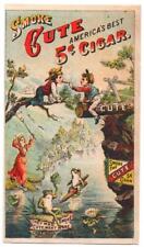 Cute 5 Cent Cigar Tobacco trade card   Boys smoking in trees  Frogs picture