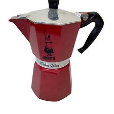 Bialetti Moka Coffee Maker Stovetop Percolator Red Silver With Lid 6.5