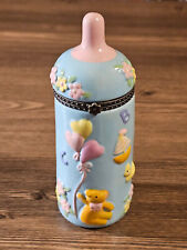 * WOW VINTAGE RETRO STYLE BABY BOTTLE HINGED PORCELAIN TRINKET BOX * PHB * picture