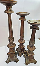 Antiqued Pilar Holders Set Of Three (3) 17, 19, 22 inches picture