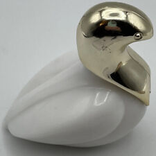 Vintage Avon Bird Empty Perfume Bottle Milk Glass Body/Gold Lid picture