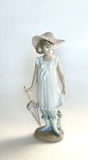 Nao By Lladro #1126 April Showers Porcelain Figurine Girl With Umbrella Gloss picture