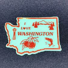Vintage Washington State I Love Washington Souvenir Fridge Magnet Red Teal picture