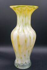 Vintage Yellow Swirl Art Glass Margie’s Garden Large Hand Blown Vase EUC 12x5
