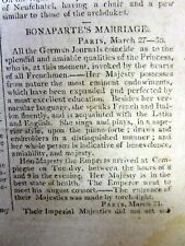 1810 newspaper with the MARRIAGE of NAPOLEON BONAPARTE  to MARIE LOUISE picture