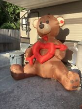 Valentine Eight Ft Setting Down Inflatable Bear Holding Heart With Arrow picture