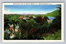Brattleboro VT-Vermont, Aerial Of Town Area, Antique, Vintage Souvenir Postcard picture