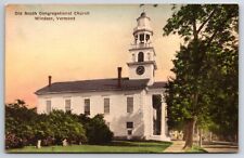 Old South Congregational Church 1935 Windsor Vermont VT Hand Colored Postcard picture
