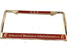Vintage USC Trojans Business Administration Metal License Plate Frame picture