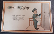 1919 postcard Best Wishes Birthday Postman little boy cute posted picture