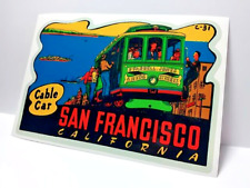 San Francisco Cable Car Vintage Style Travel Decal / Vinyl Sticker,Luggage Label picture
