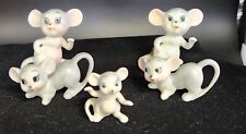 5 Vintage Hand Painted Bone China Mice Mouse Figurines Japan Minature Kitsch picture