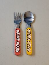 Vintage Walt Disney Mickey Mouse Child's Yellow Spoon & Red Fork Baby Selandia picture