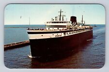 Ludington MI- Michigan, Huge Ferry Boats, Antique, Vintage Souvenir Postcard picture