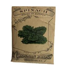 RARE NOS Antique Crosman Bros. Round or Summer Spinach Seed Packet w/ Seeds picture