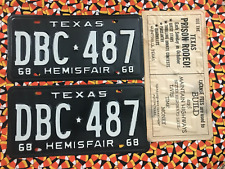 1968 TEXAS Passenger LICENSE PLATES   DBC487 picture