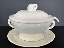Beautiful Vintage Large Ceramic Soup Tureen With Plate, Ladle picture
