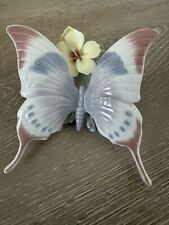 LLadro Mariposa A Moments Rest #6173 Pink Purple Butterfly Flower Figurine picture