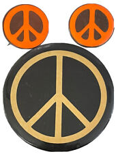 Jesus Revolution Peace Sign Pin Button Yellow Black Orange Circa 1968-1972 Lot 3 picture