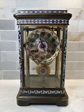 Antique French Glass Mantel Clock Vincenti & Cie Medaille D'Argent 1855 Enamel picture