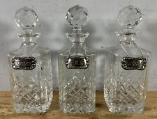 Vintage Crystal Decanter with Silver Tag Set of 3 picture