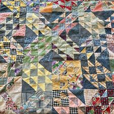 Vtg Quilt Top Hand Stitched 33” By 66” Needs Some Repair Multicolor picture