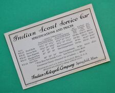 Antique Original 1928 Indian Motorcycle Brochure Scout Service Car Specification picture