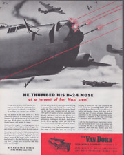 1944 Print Ad Van Dorn Iron Works Cleveland Ohio B-24 Illustration WWII Combat picture