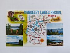 Greetings From Rangeley Lakes Maine The Pine Tree State Pictorial Map Postcard picture