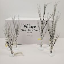 Dept 56 Winter Birch Trees White Heritage Village Retired Christmas Lot Set of 6 picture