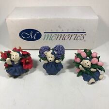 Retired Creative Memories Set of Three Bear and Flower Figurines picture
