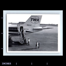 Vintage Photo MEN AND WOMEN ON TARMAC TWA PLANE AIRPLANE SUPER JET picture