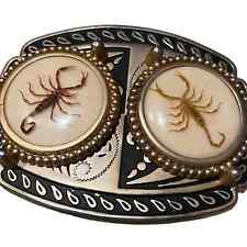 Vintage Double Scorpion Belt Buckle w/Cream background Made in USA picture