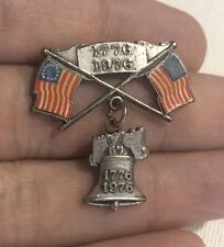 Vintage Spirit Of ‘76 Bicentennial Liberty Bell Lapel Pin 1976 American Flags picture